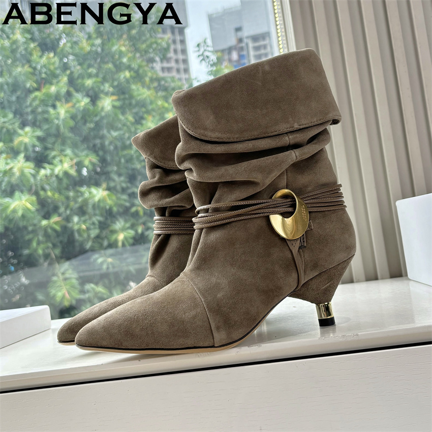 Ethnic Fashion Week - Größe 35-42 Kitten Heel Stiefeletten Damen