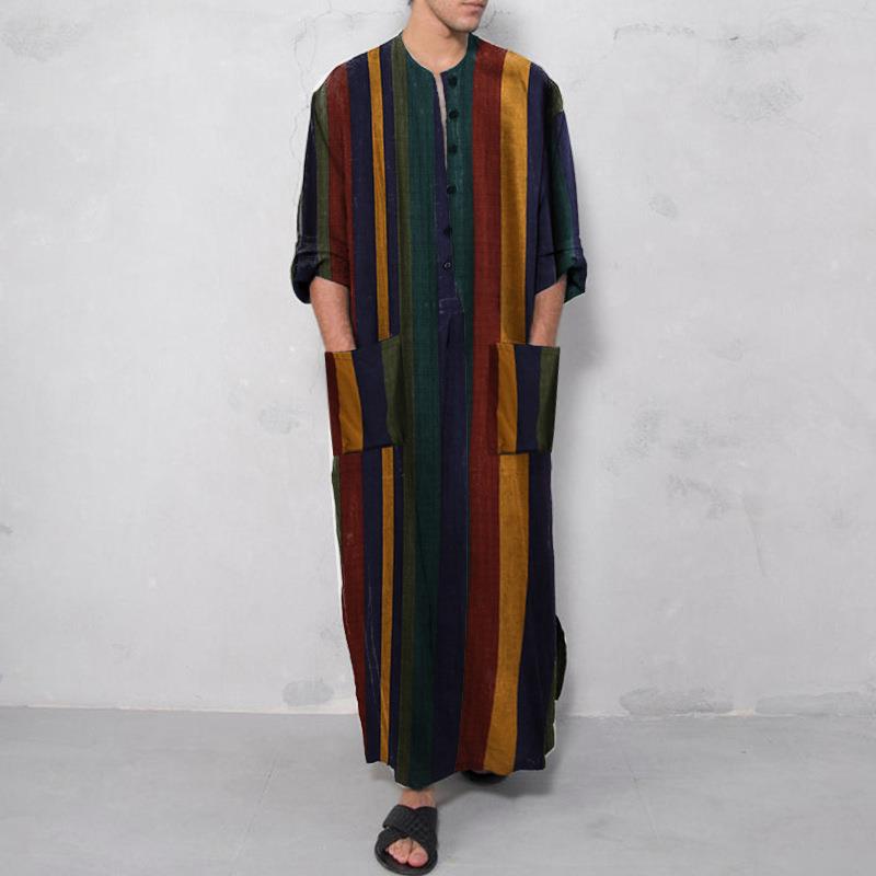 Fashion Ethnic Wear For Men - Bedrucktes Langes Herrenhemd im Robenstil Ethnische