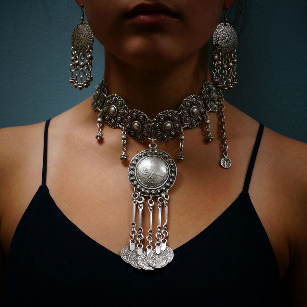 Ethnic Fashion Co In - Ethnische Gypsy Vintage Metall Münze Quaste