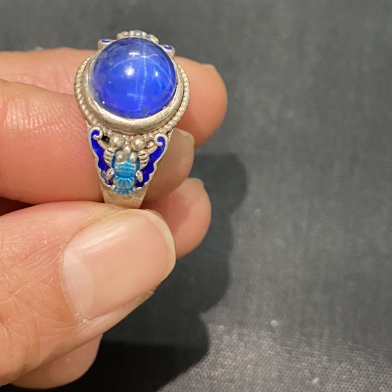 Fashion Ethnic Wear For Men - Ethnischer Cloisonné Offener Ring, Exquisites Blaues