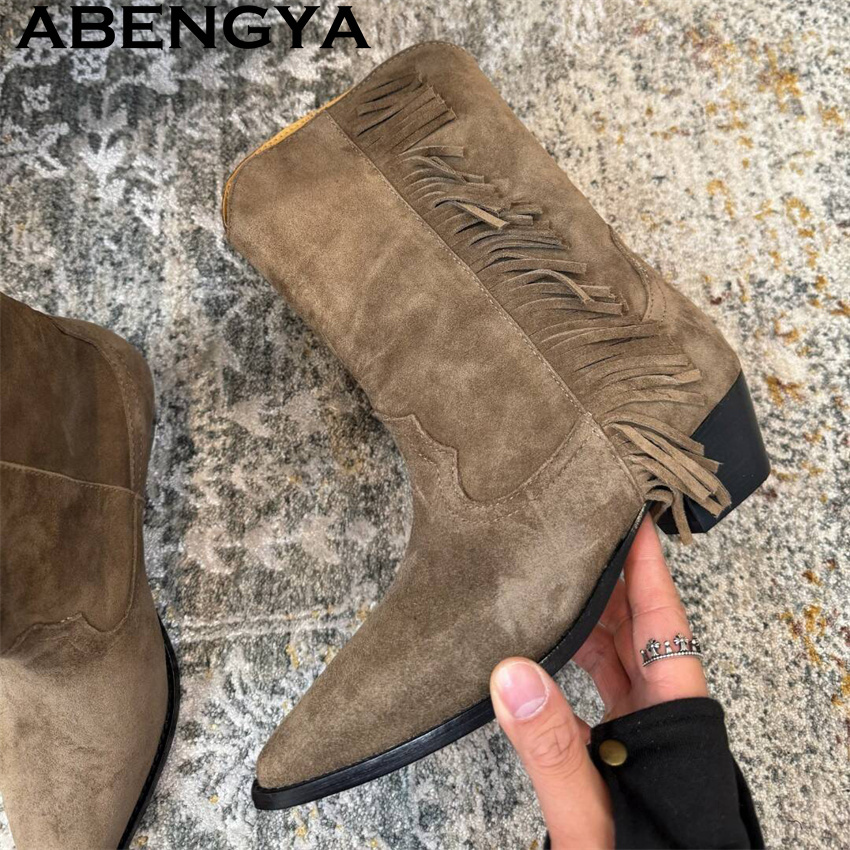 Ethnic Fashion Week - Neue Wildleder Quasten Designer Stiefeletten frauen
