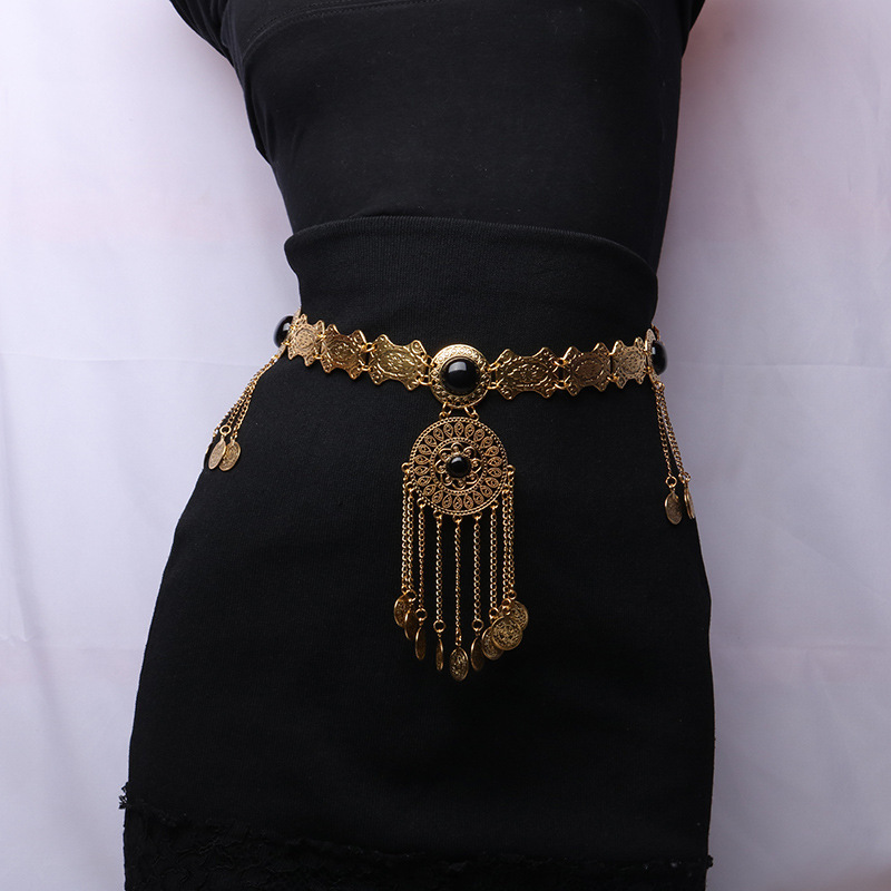 Ethnic Fashion Co In - Ethnische Taillenkette mit Türkis-Einlagen, modische mehrlagige