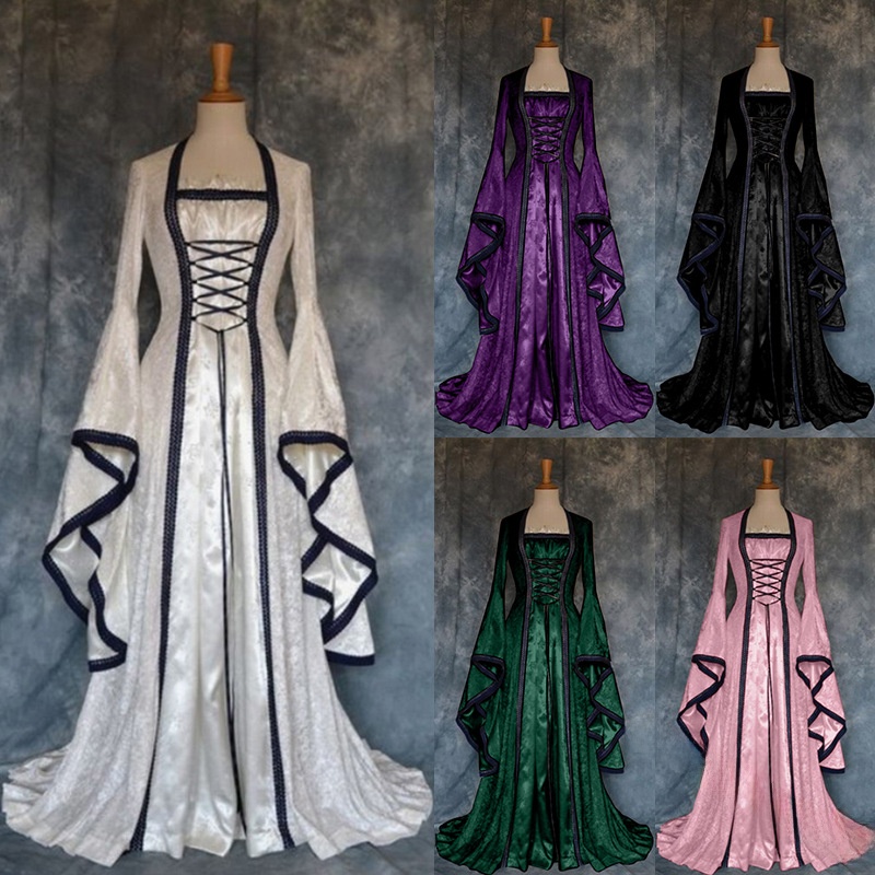 Ethnic Gown - Retro Mittelalterliches Hofkleid Damen-Robe Glockenärmel Formelle