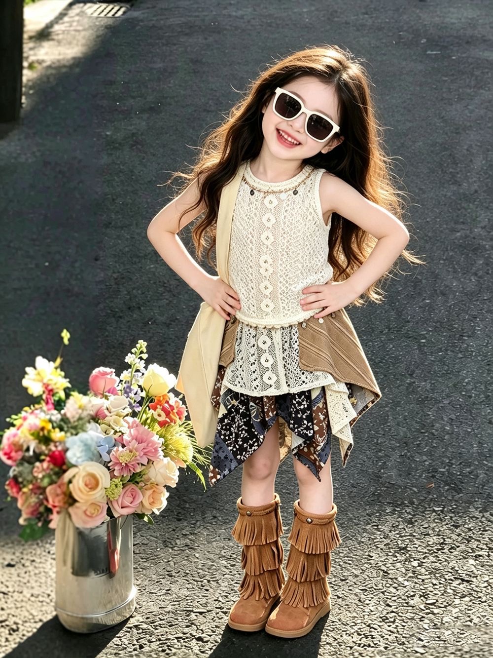 Kids Ethnic Fashion - Mädchen Sommer-Outfit 2026 Neuer Ethnischer Stil