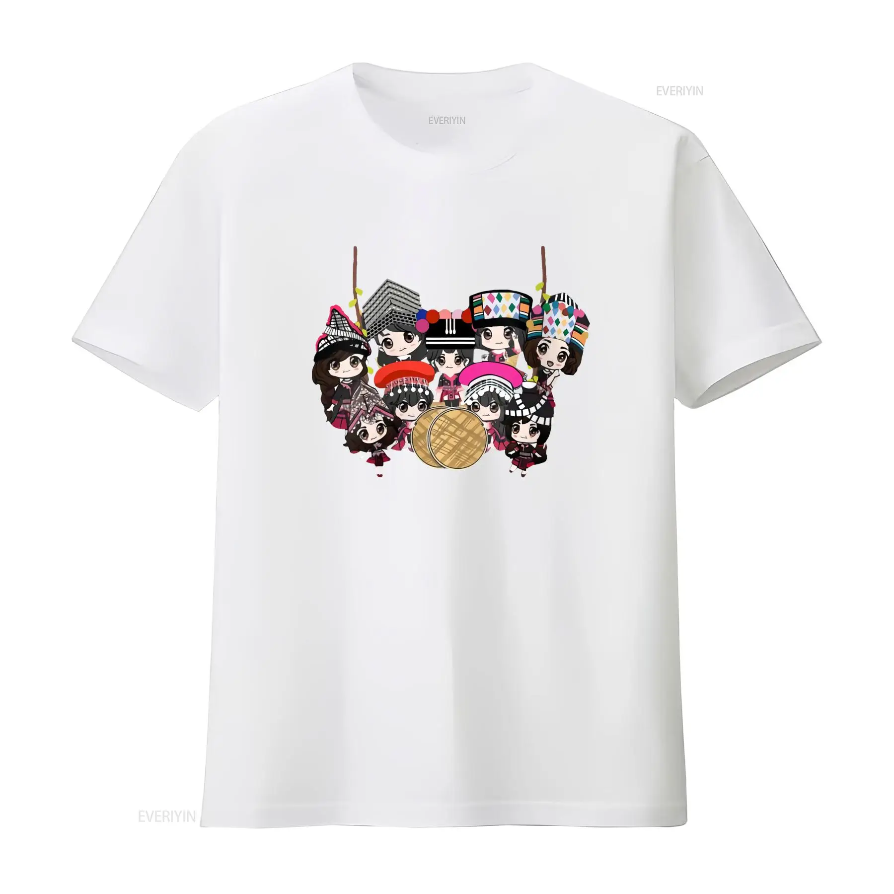 9 Hmong Girls Cartoon Print T- – Fashion Ethnic Wear For Men Bewertung und Preis