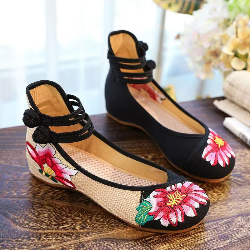 Damen Keilabsatz-Schuhe mit St – Ethnic Fabric Bewertung und Preis