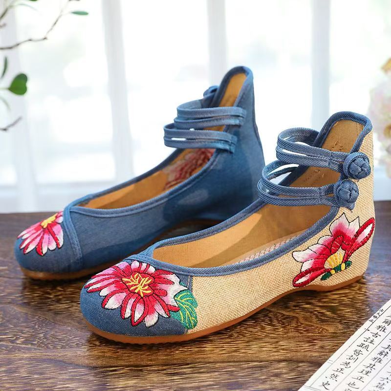 Damen Keilabsatz-Schuhe mit St – Ethnic Fabric Bewertung und Preis