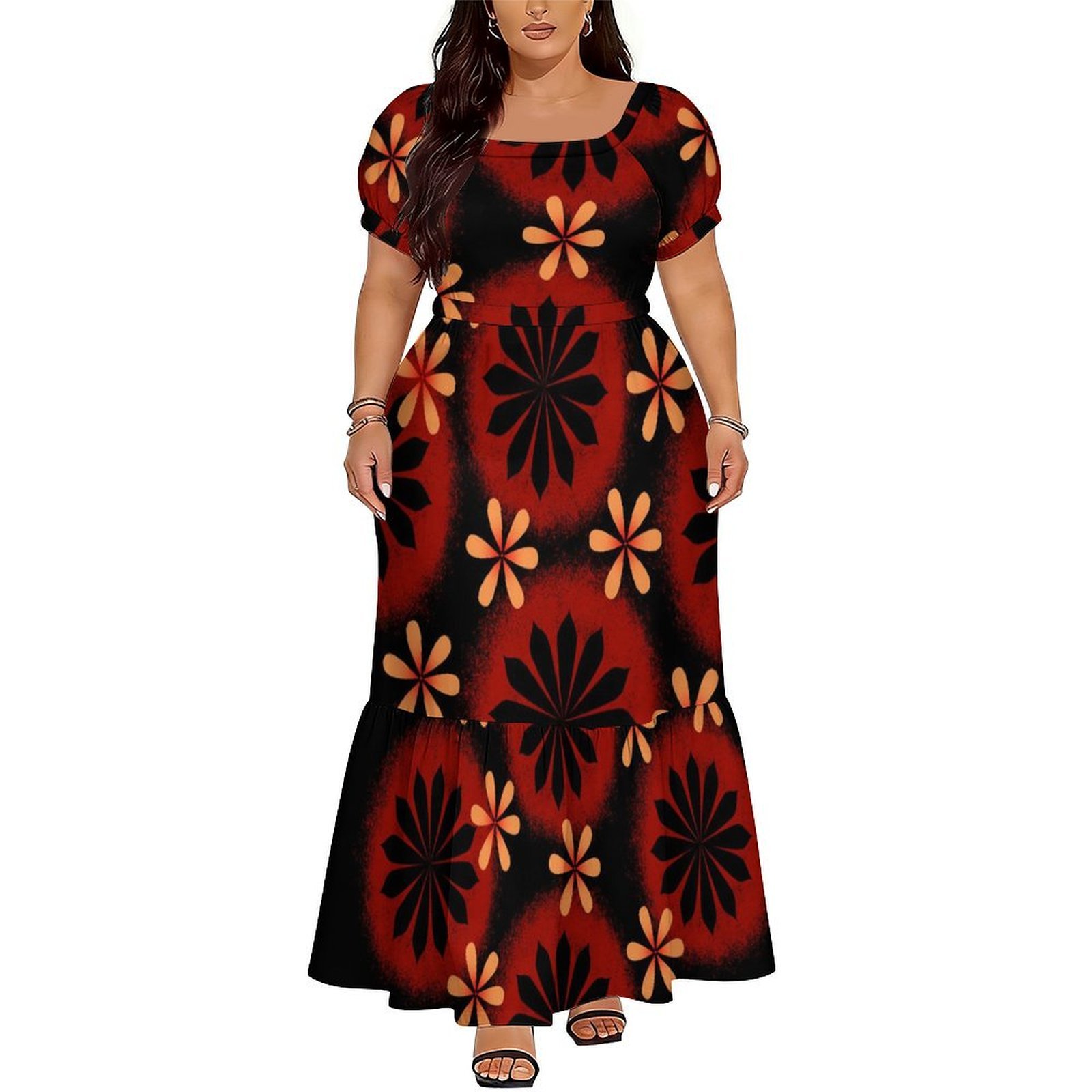 Bequemes Damen-Kurzarmkleid im – Ethnic Gown Bewertung und Preis