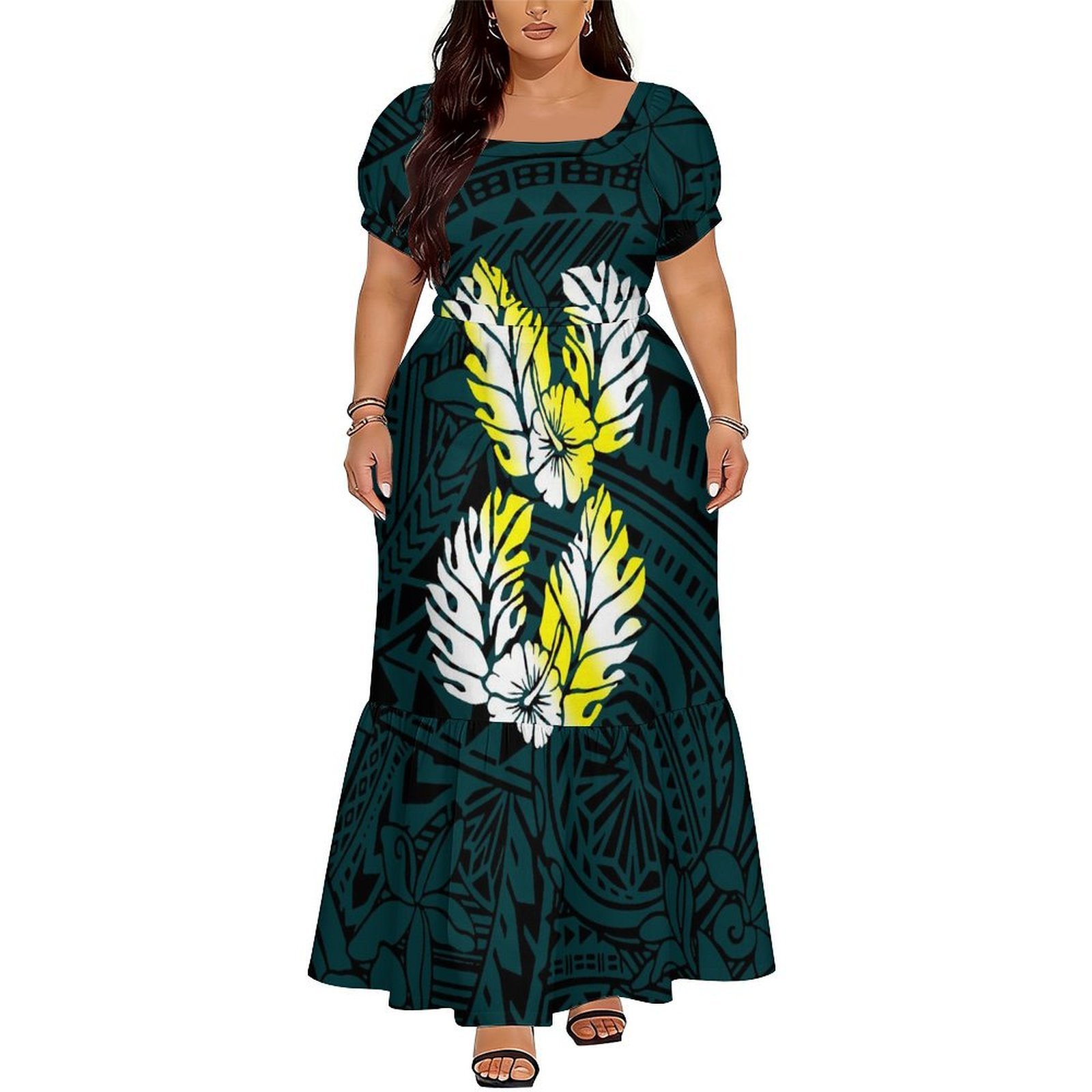 Bequemes Damen-Kurzarmkleid im – Ethnic Gown Bewertung und Preis